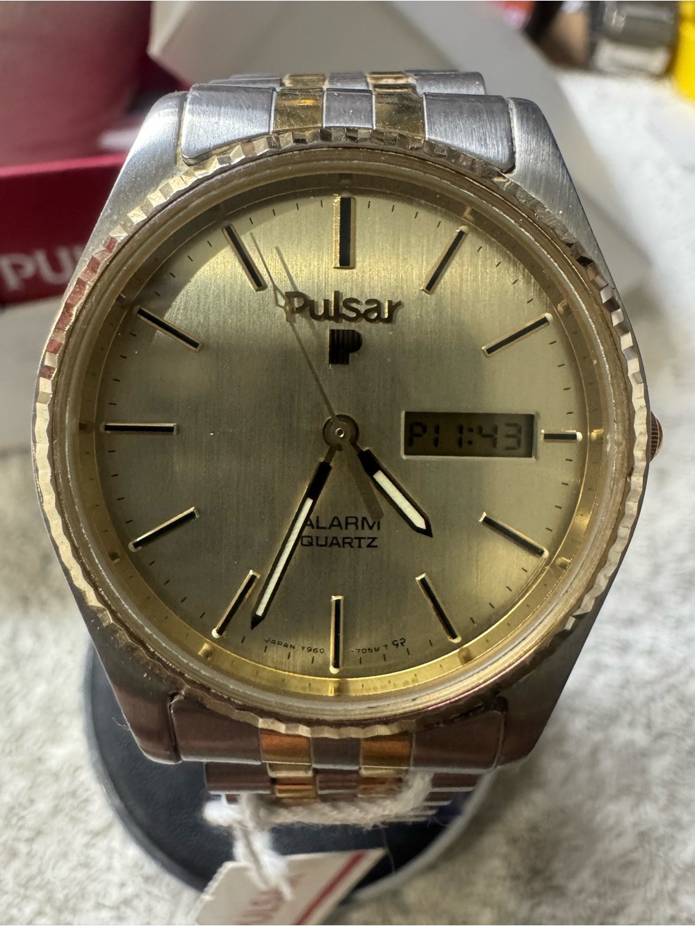 Pulsar Two-Tone Gold and Silver Analog-Digital Alarm Watch